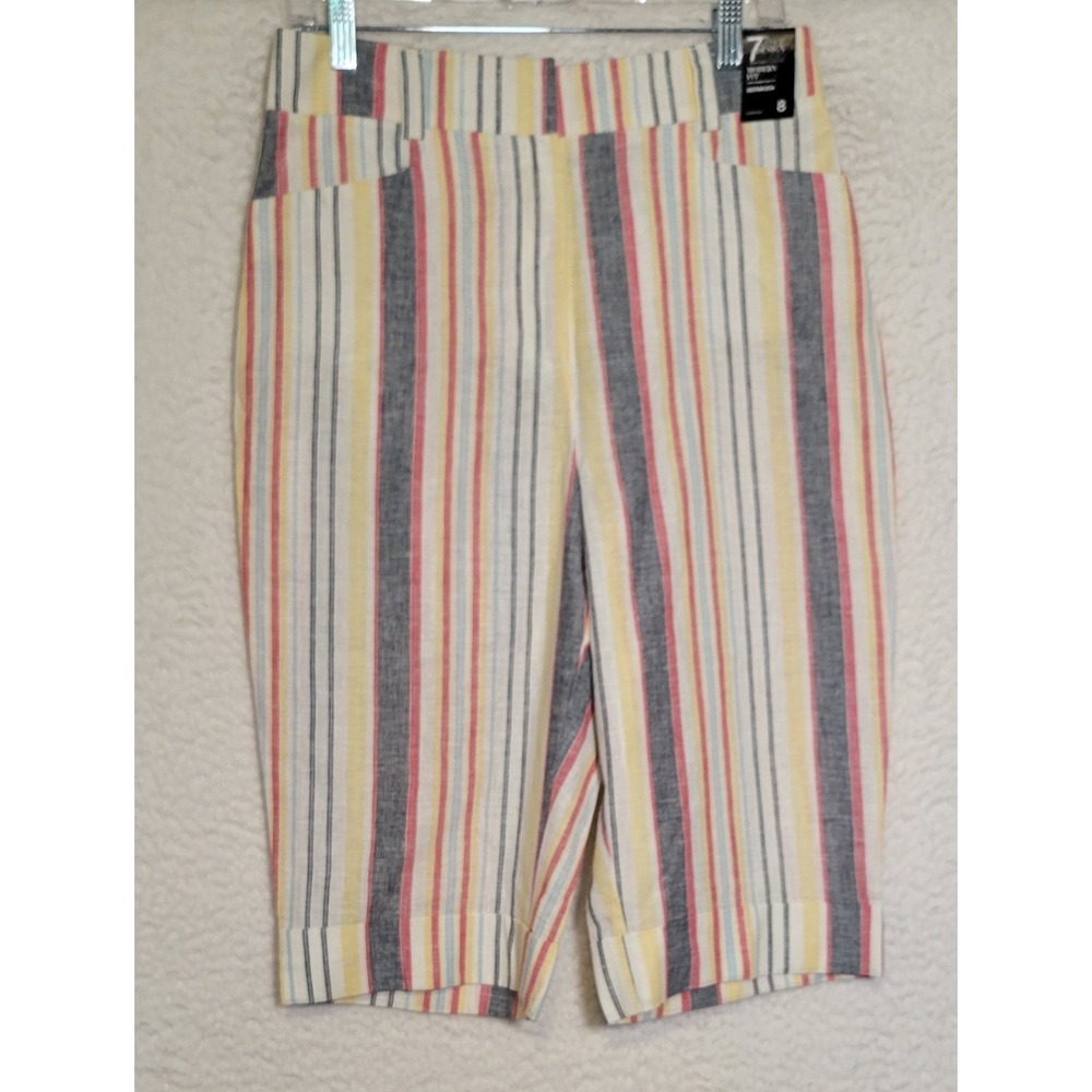 7th Avenue Design Studio Womens NEW NWT Capris Pants Stripes Size 8 Linen 1669